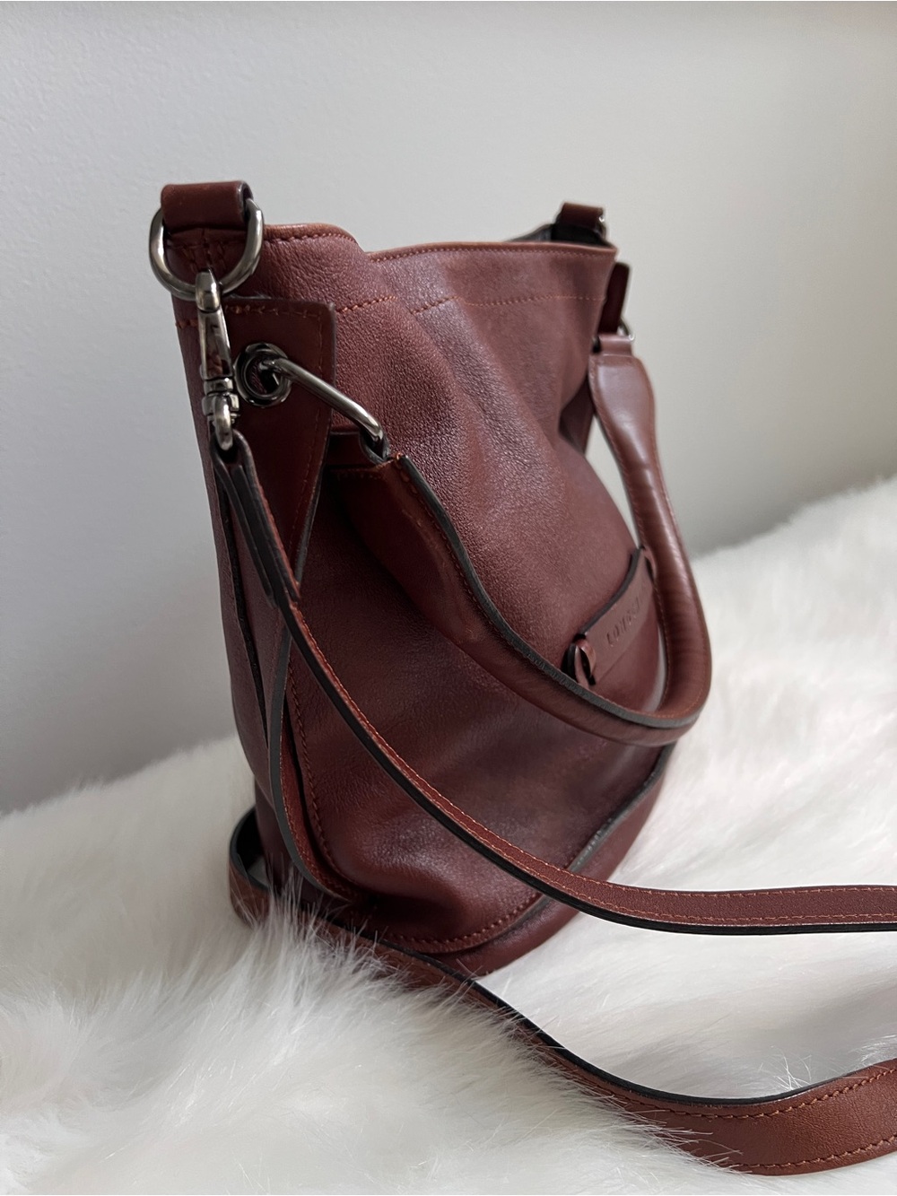 Longchamp Chestnut Brown Leather Crossbody Bag - Picture 2 of 4
